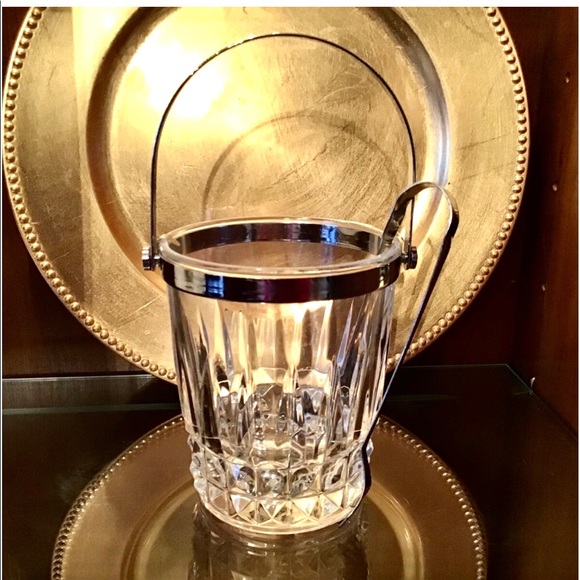 Crystal Ice Bucket Neiman’s deep-cut lead w/Tongs